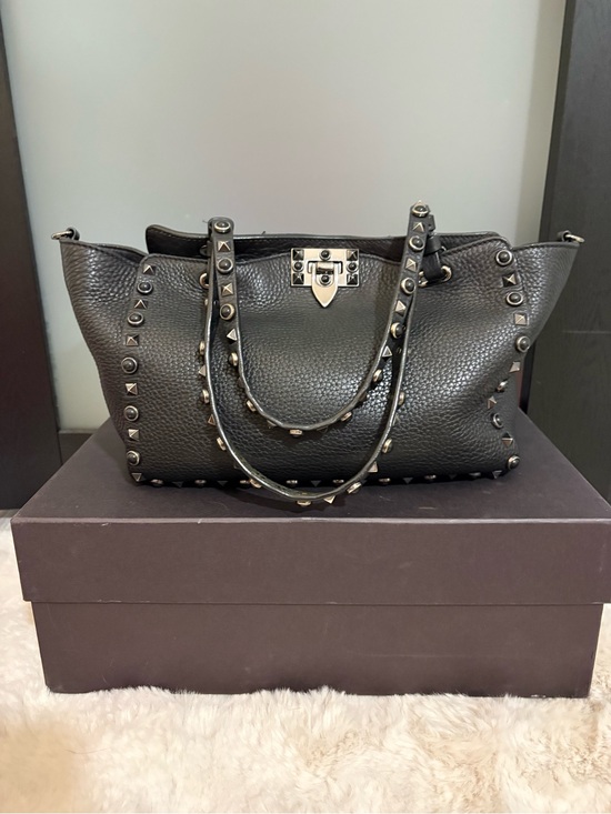 Valentino Garavani Handbags - Valentino Garavani NOIR Studded Leather Shoulder Tote